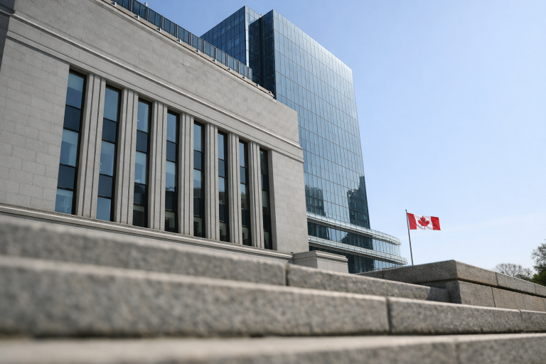 Exterior of the Bank of Canada headquarters on a bright day, symbolising monetary policy communication