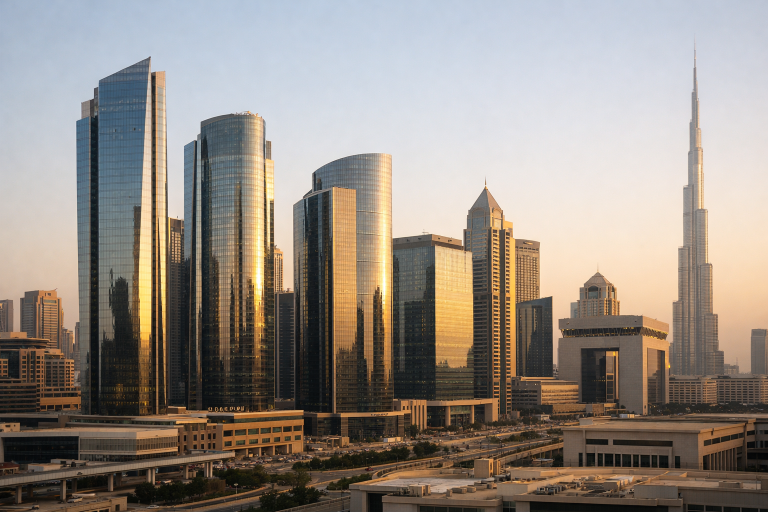 Dubai financial district skyline representing Islamic banking sector reporting