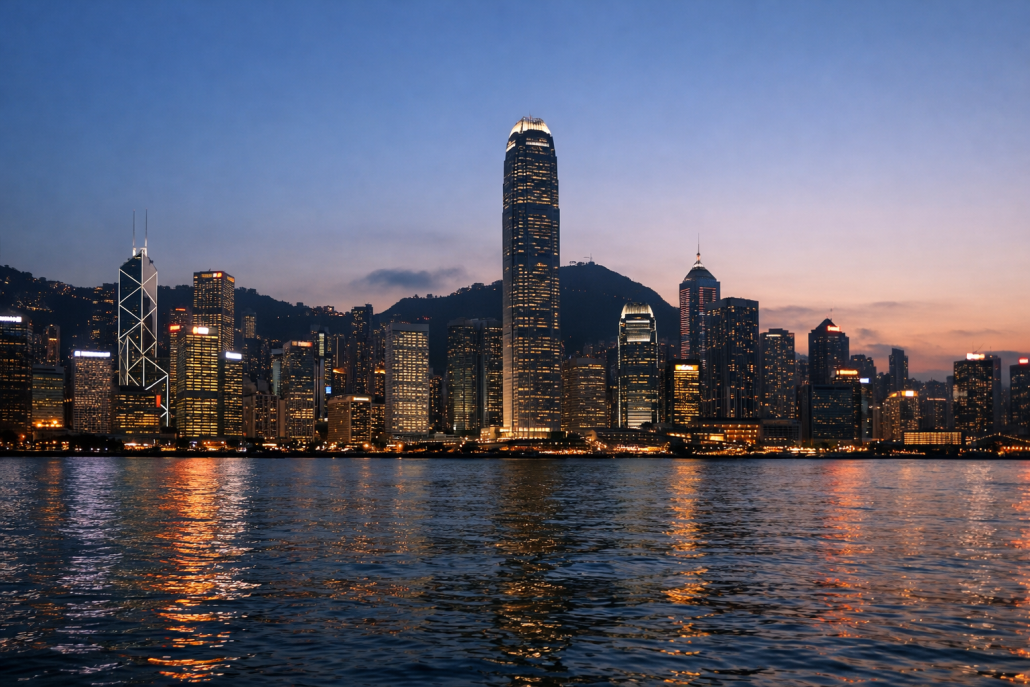 Hong Kong financial district skyline representing HKMA institutional bond issuance – HKMA 20-year infrastructure bond