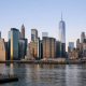 Lower Manhattan skyline showing the financial district where major New York banks are headquartered