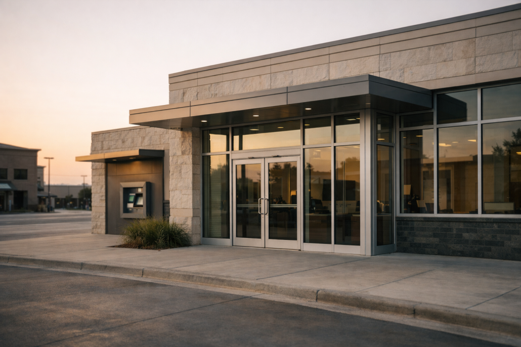 A regional bank branch facade in Texas at dawn, ahead of a quarterly earnings release – Prosperity Bancshares Q2 2026 earnings