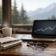 Warsh Delivers Inaugural Jackson Hole Keynote as Fed Chair 1 A mountain resort conference venue in Jackson Hole, Wyoming, with financial newspapers and a laptop showing bond yield charts