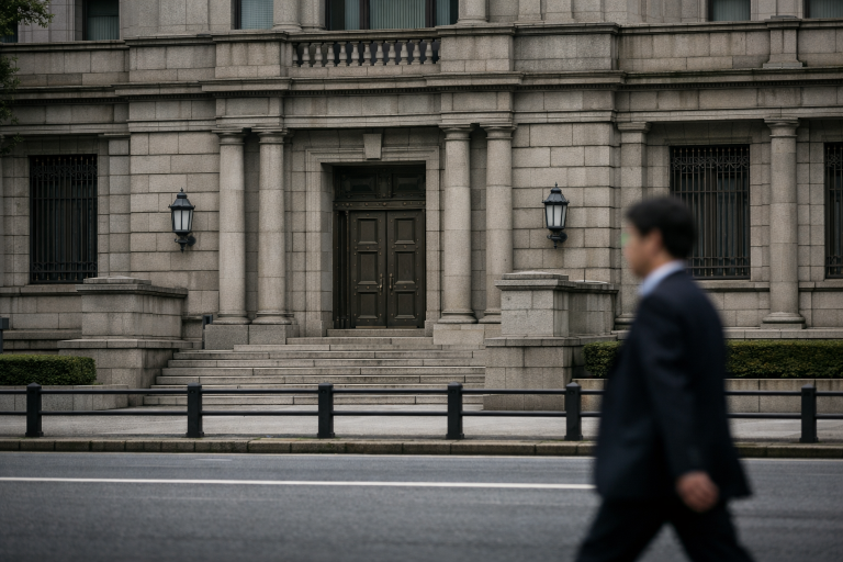 The Bank of Japan headquarters building in central Tokyo, symbolising a policy rate decision