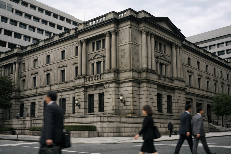The Bank of Japan headquarters building in Tokyo under natural daylight