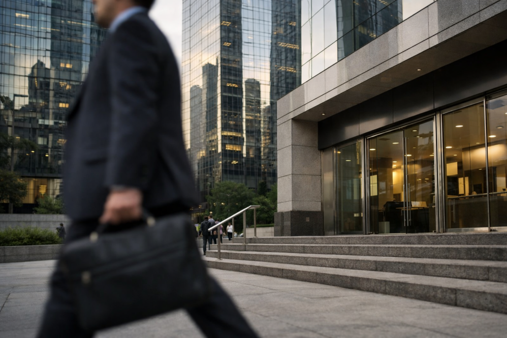 A modern bank facade in a Brazilian financial district under natural daylight – Brazil Selic rate cut