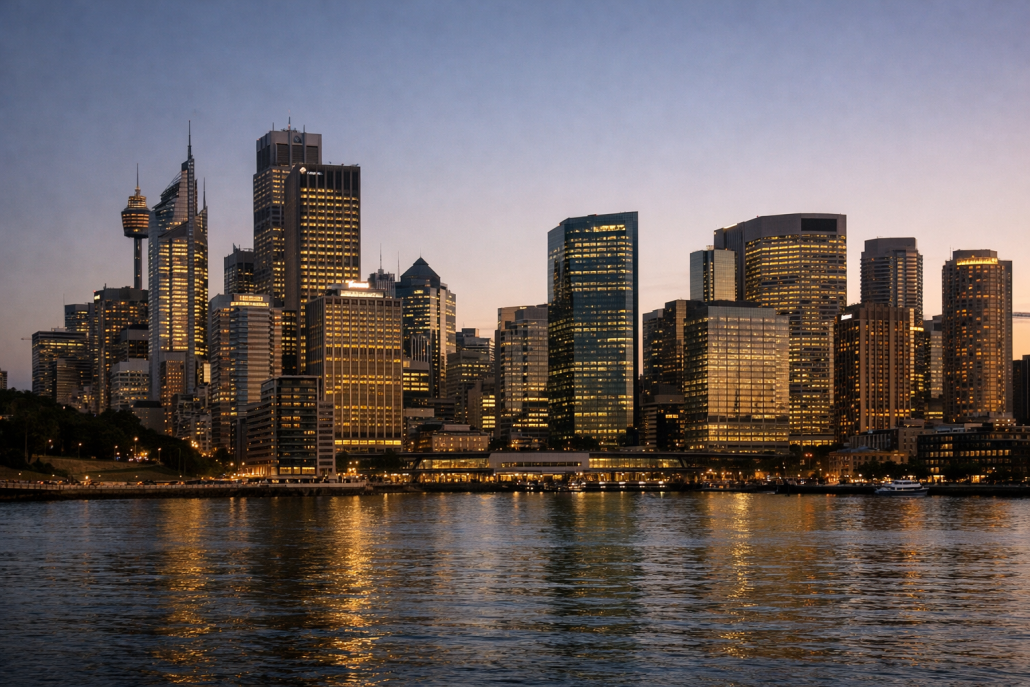 RBA's Bullock cements Sept rate-hike bets at CEDA fireside – RBA September rate hike Sydney financial district skyline representing the Reserve Bank of Australia and interest rate policy – RBA September rate hike