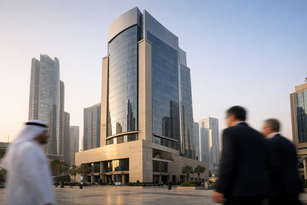 ADIB Sets Timetable for AED 1.75bn Rights Issue – ADIB rights issue Facade of a bank tower in a Gulf financial district under natural daylight – ADIB rights issue