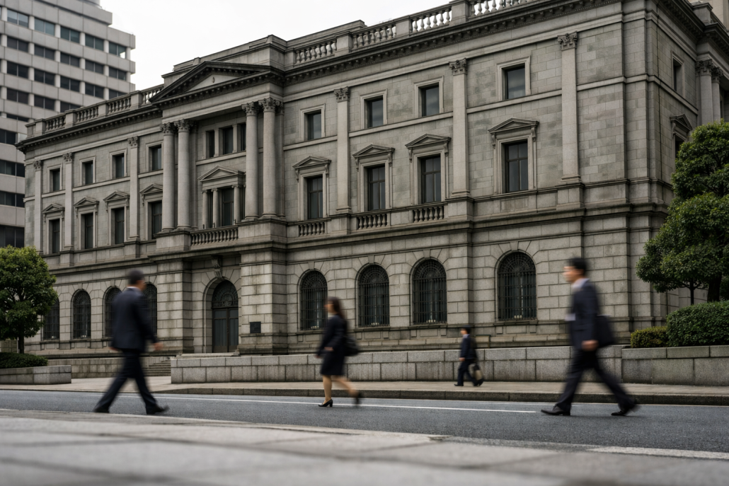 BOJ to Hold Rates, Lift FY2027 Inflation Forecast at Oct 30 MPM – BOJ October 2026 meeting The exterior of a central bank headquarters building in Tokyo at eye level in soft daylight – BOJ October 2026 meeting