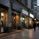 A row of Chinese bank branch facades along a commercial street in a major financial district