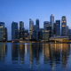 Singapore financial district skyline with major bank towers at dusk
