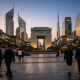 Dubai financial district skyline at dusk with DIFC towers reflecting a shifting Gulf banking landscape