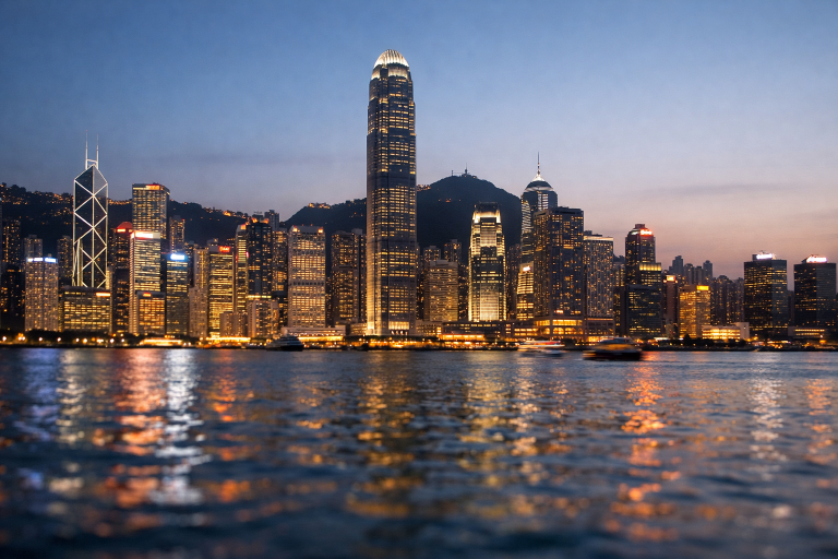Hong Kong financial district skyline representing the city's offshore renminbi market