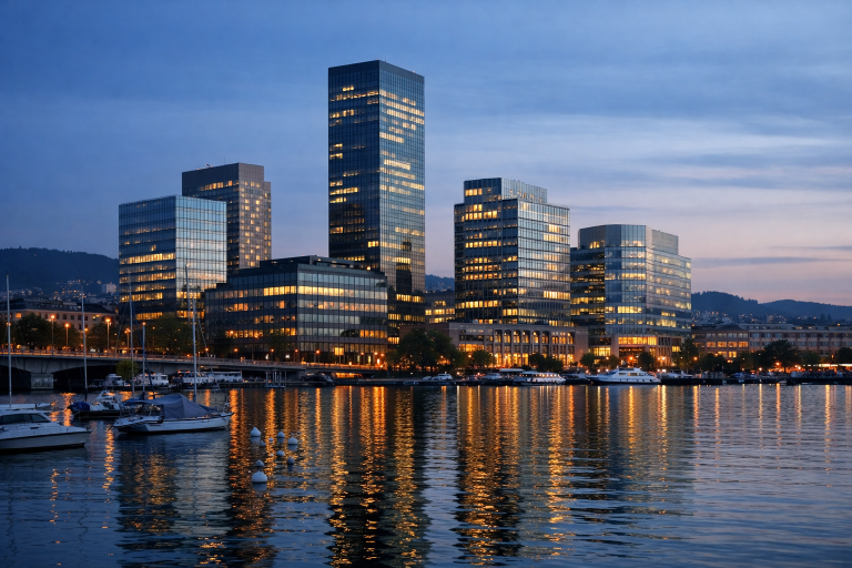 Zurich financial district skyline representing a major Swiss insurance group after a cross-border acquisition