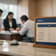 Bank branch counter in India with a fixed deposit information board